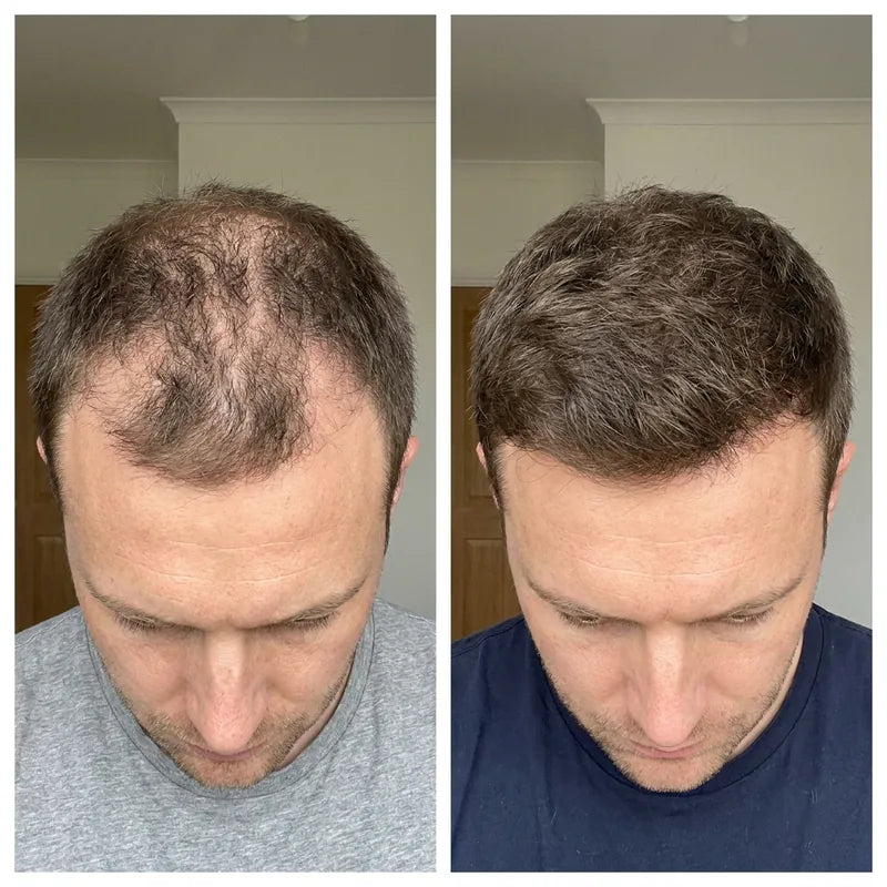 Before and after, fuller looking hair