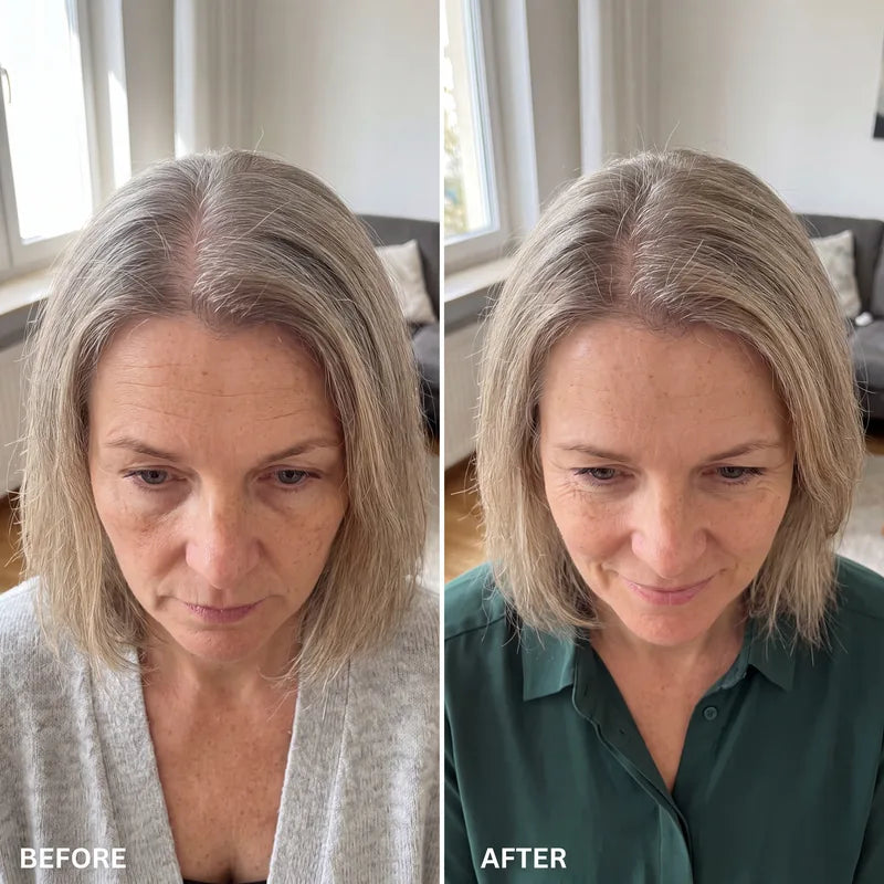 Before and after, fuller looking hair