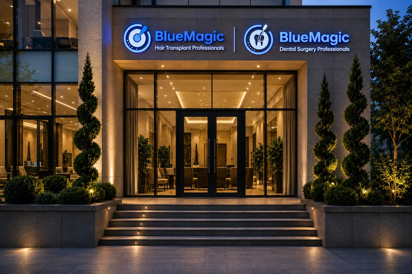 BlueMagic Group Clinic entrance, Tirana